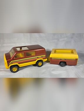 Vintage Tonka Toy Van and Pop Up Camperette with Decals Retro 1970s